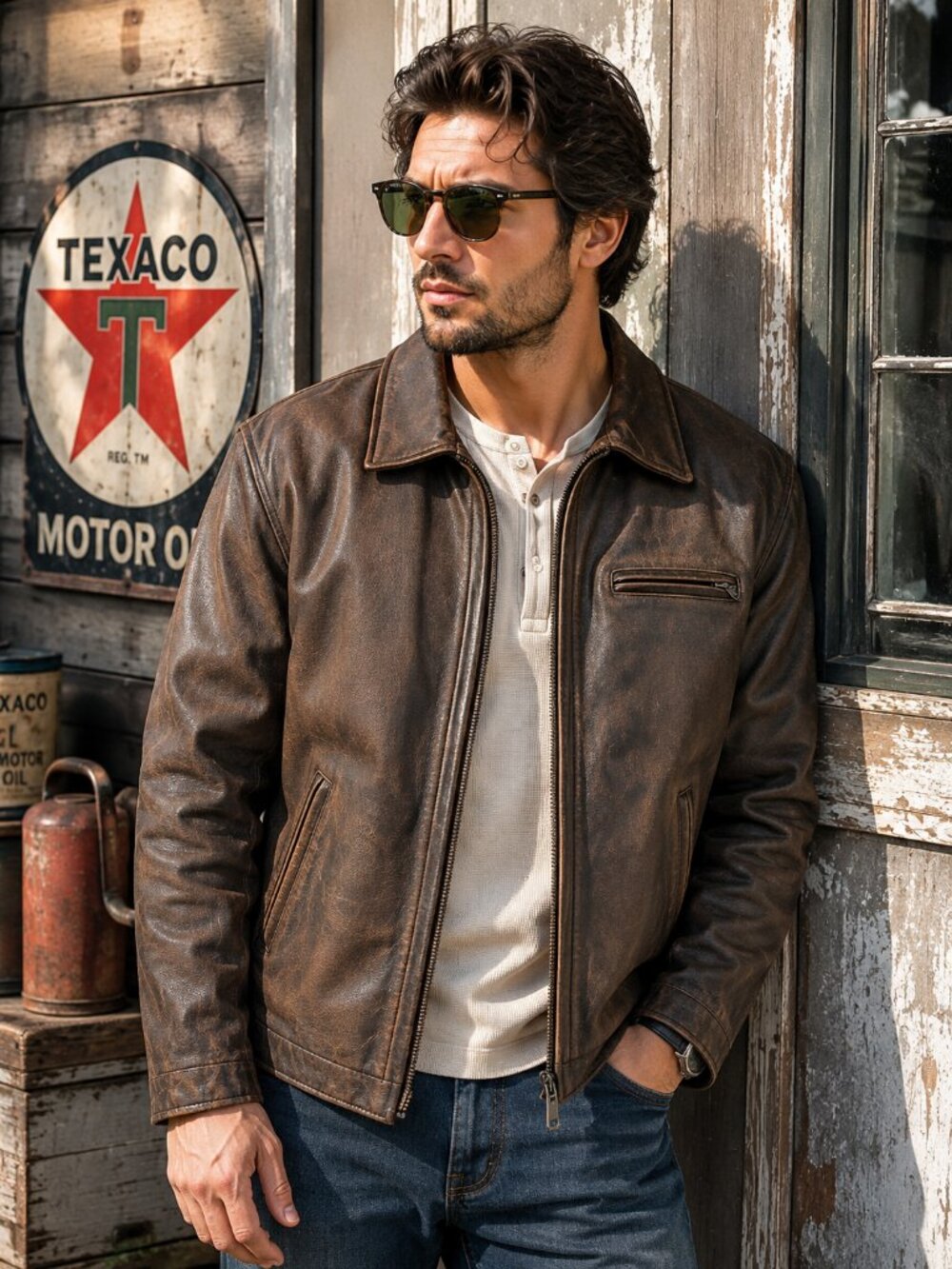 M Julian Wilsons Brown Leather Jacket Mens Large Removable Liner Vintage